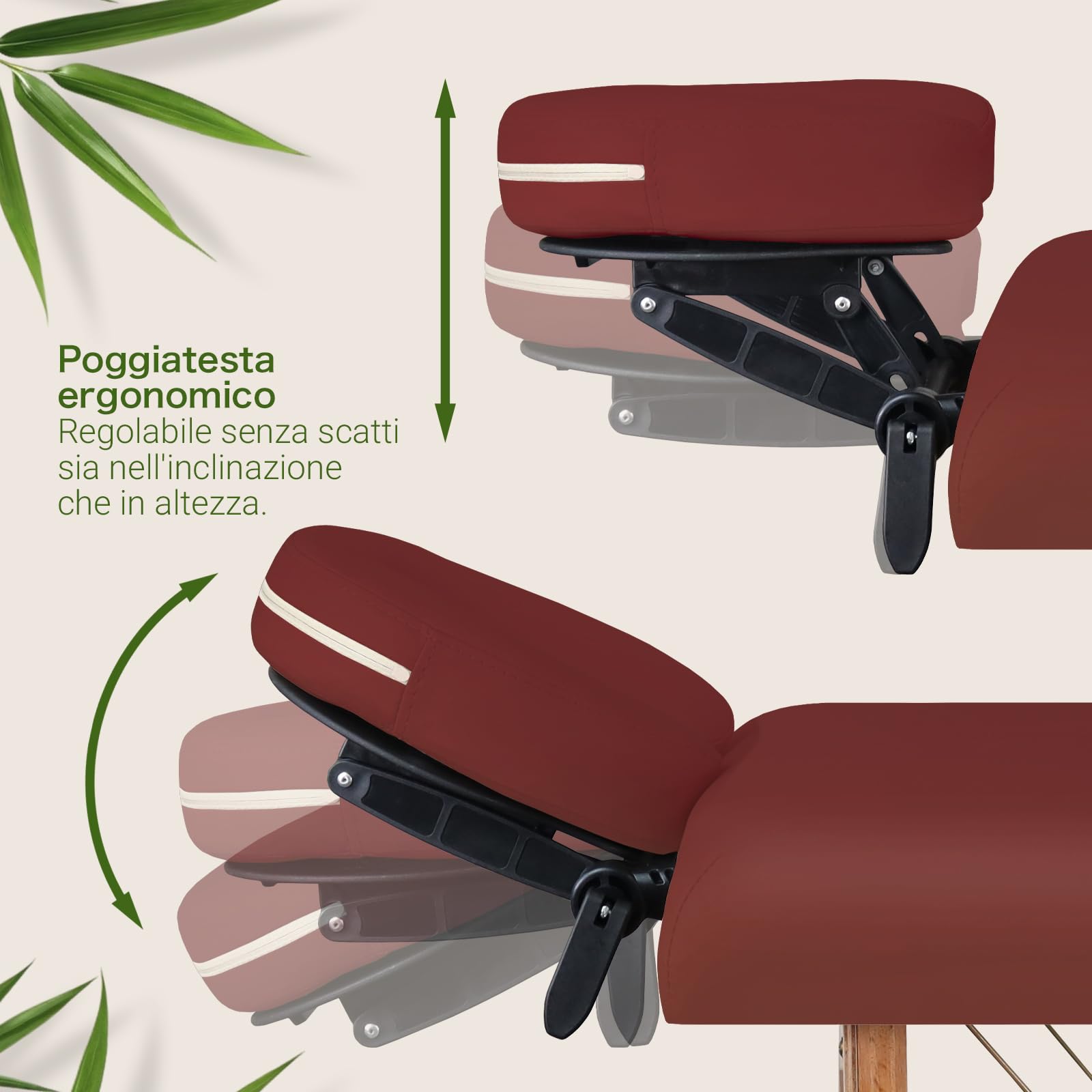 ZEN - Lettino massaggio mobile StartUp pieghevole & regolabile - tavolino massaggio legno massiccio stabile - panchina massaggio con poggiatesta, braccioli e borsa da trasporto regolabili (bordeaux)