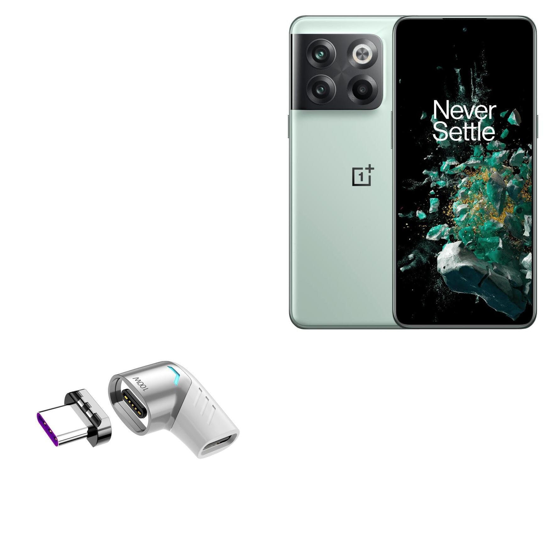 BoxWave Adapter Compatible with OnePlus Ace Pro - MagnetoSnap PD Angle Adapter, Magnetic PD Angle Charging Adapter Device Saver - Metallic Silver