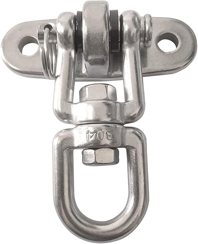 Miniatura 3 de Juego de 2 ganchos de suspensión giratorios de 360 para montaje en techo con capacidad de 1500 libras con tornillos de perno, mosquetón de bloqueo