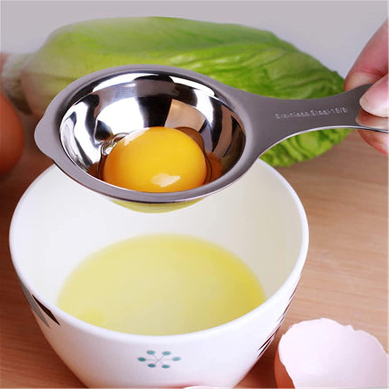 BGVM Stainless Steel Egg Separator Divider White Yolk Filter Separator Separating Funnel Spoon Egg's Divider Accessories Kitchen Cooking Cake Gadget Sieve Tool 2