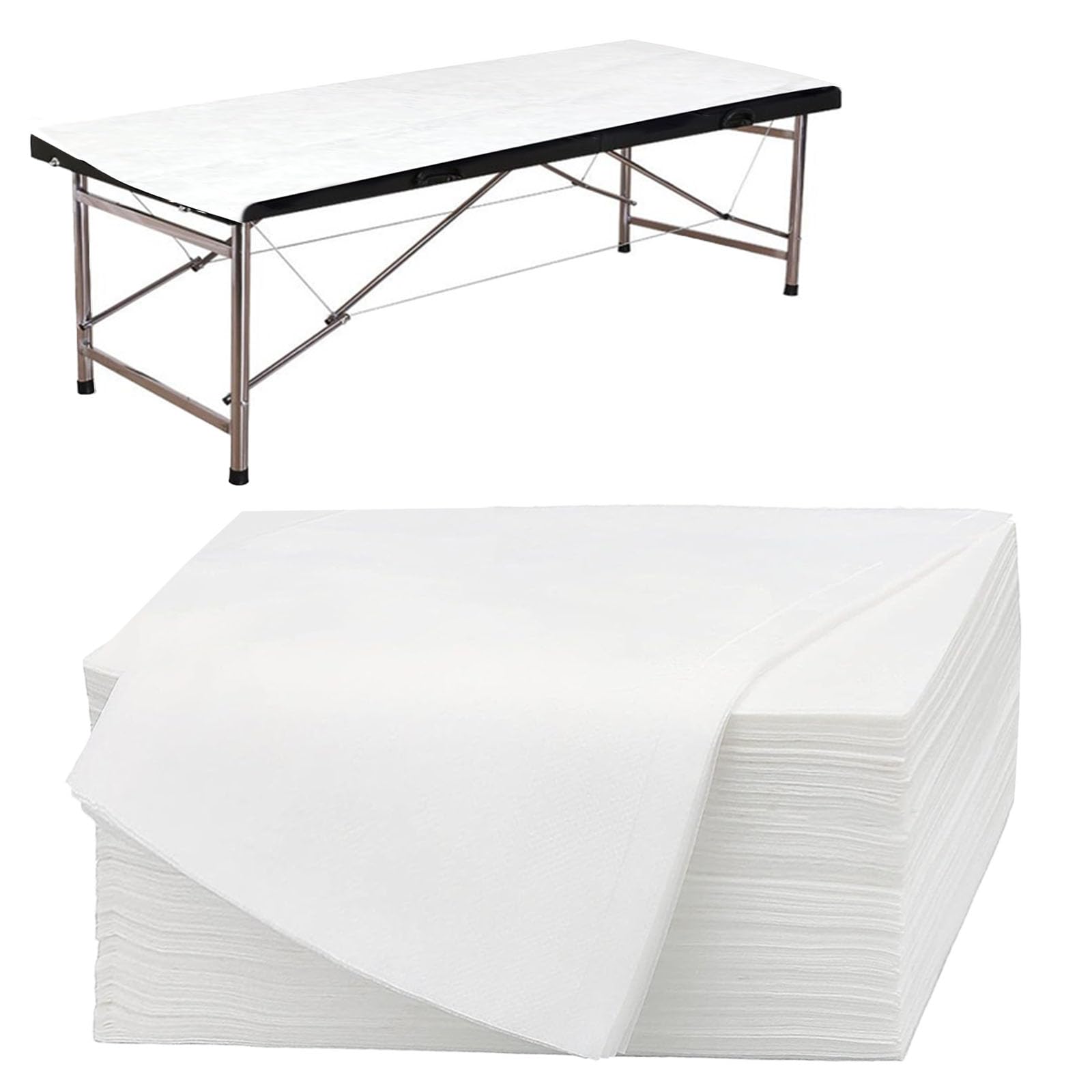 Sábanas Desechables, 100 Piezas 80 x 180cm Sábanas no Tejidas, Desechables Camilla Masaje, Para uso en Salones de Belleza, Residencias de Ancianos, Blanco