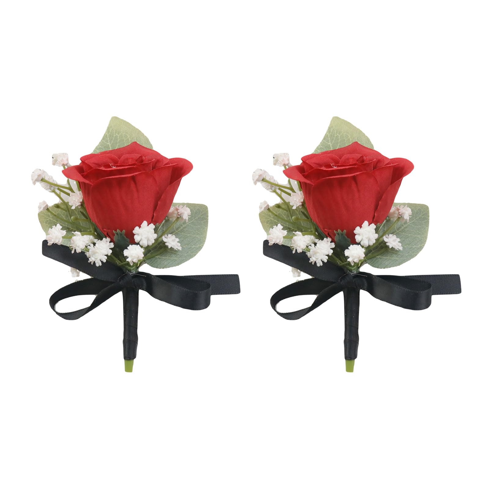 Boutonnière Rouge Pour Mariage Homme - Décoration Florale Plastique Réaliste - Pour Costume, Cérémonie, Anniversaire, Remise De Prix