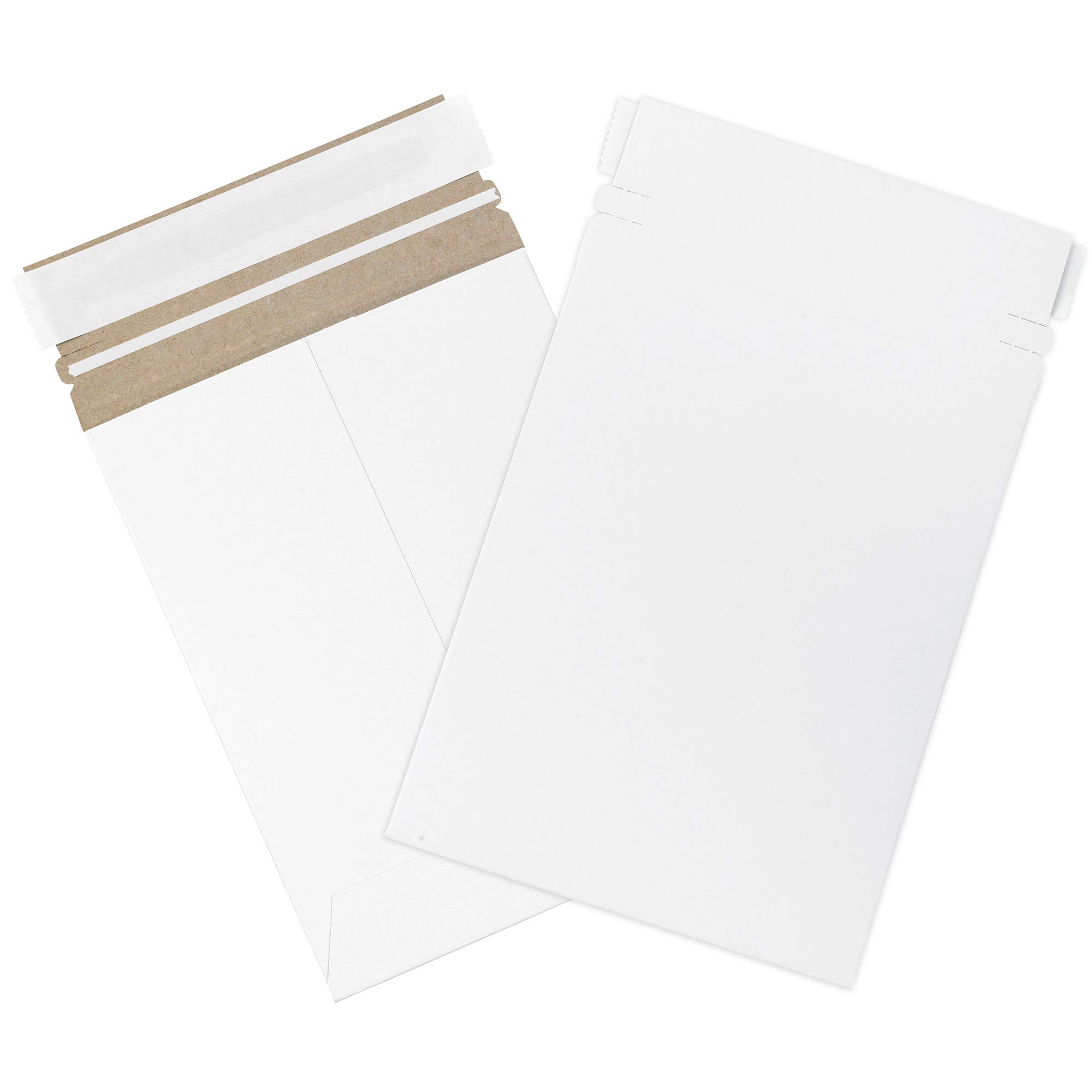 AviditiAviditi 6 x 8" Stayflats Brand Rigid Flat Mailers, White (Pack of 100) Photo Document Mailers, Peel & Seal Closure, Tear Strip Easy Opening.