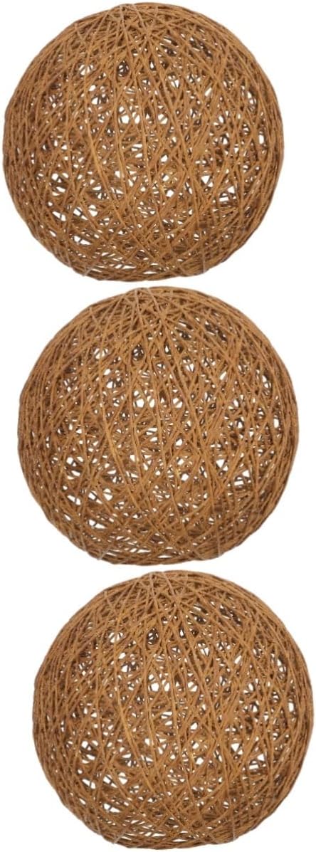 3pcs Rattan Lampshade Decorative Ceiling Light Cover Woven Design for Living Room Bedroom Boys and Girls Room Rustic Light Fixture