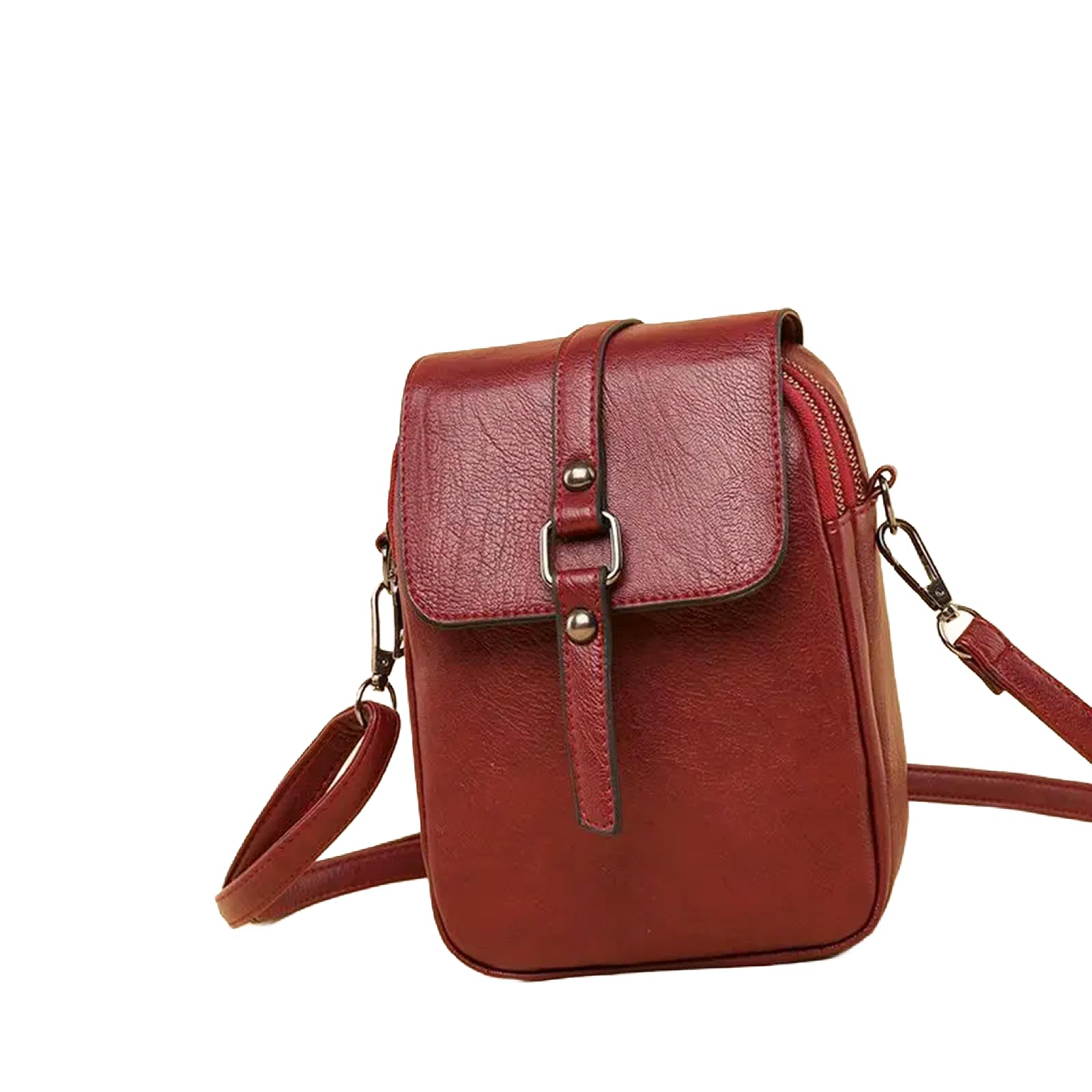 Sac à bandoulière contre la perte de smartphone : le mini sac femme polyvalent couleur bourgogne