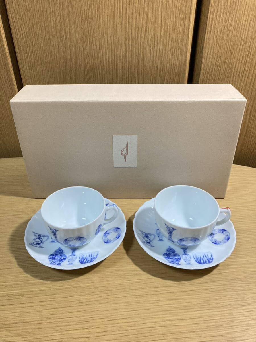 Amazon.co.jp: 深川製磁 ブルーチャイナ カップ&ソーサー 2客 : ホーム 
