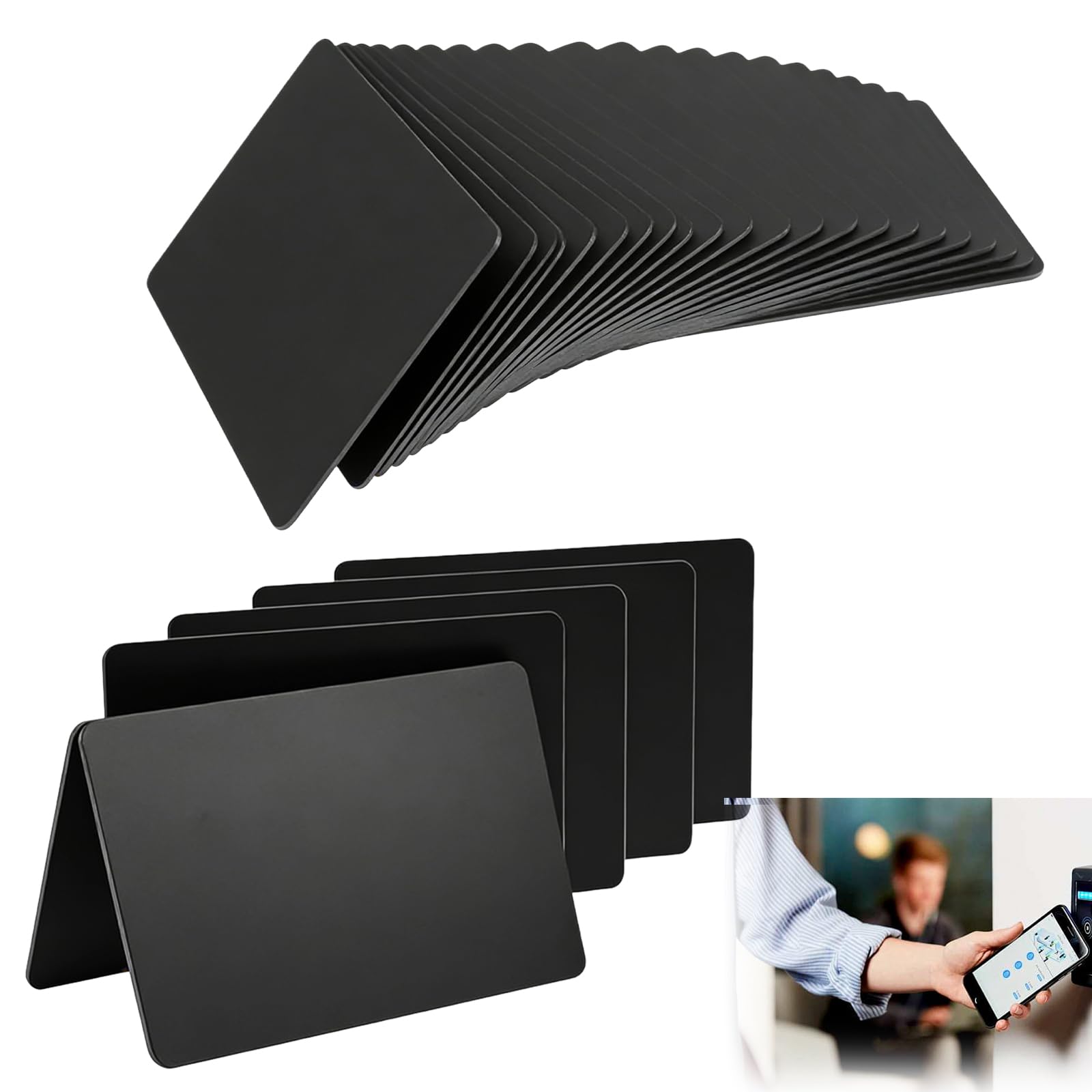 50 schede NFC NTAG215 riscrivibili 504 byte PVC nero
