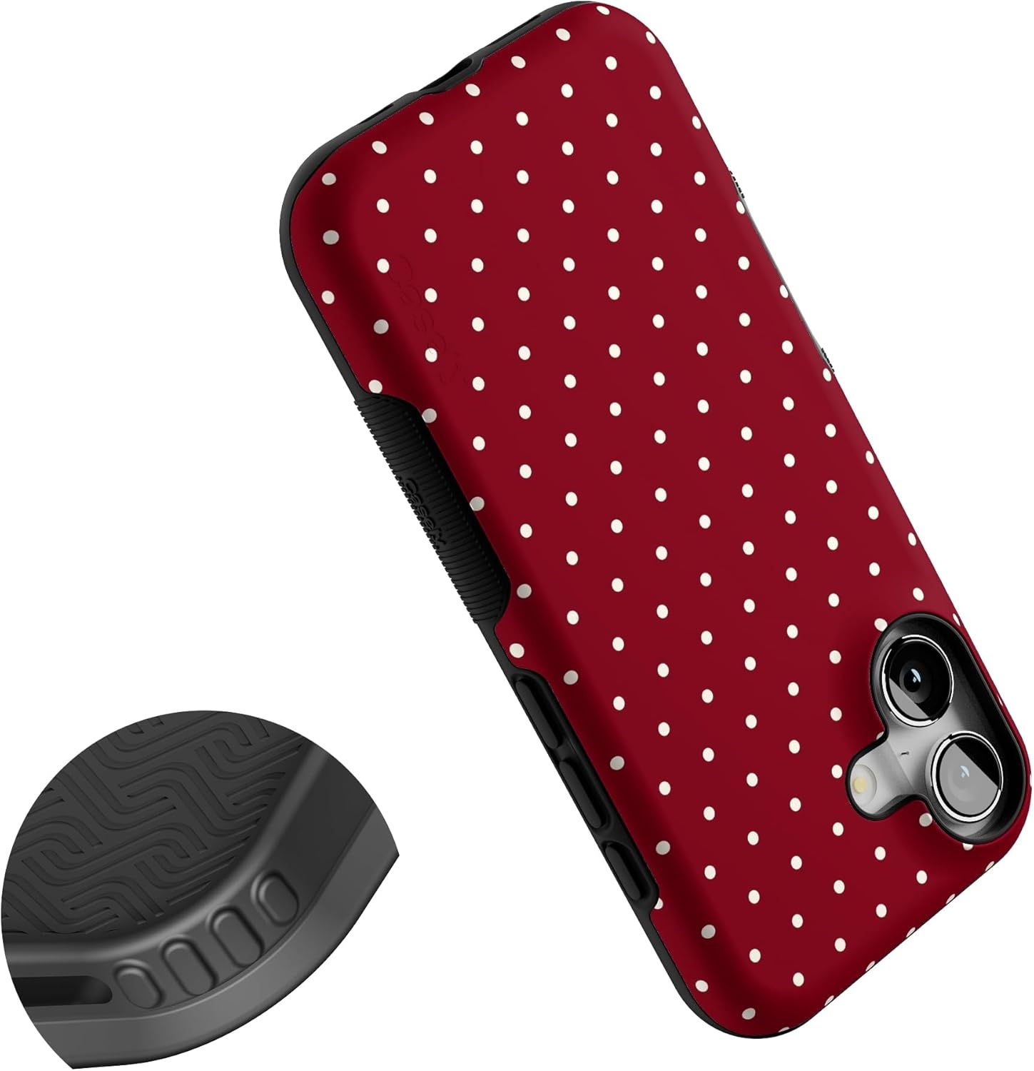 Casely iPhone 17 Case | On the Dot | Maroon Polka Dot | Bold Protective Design | MagSafe Compatible Design