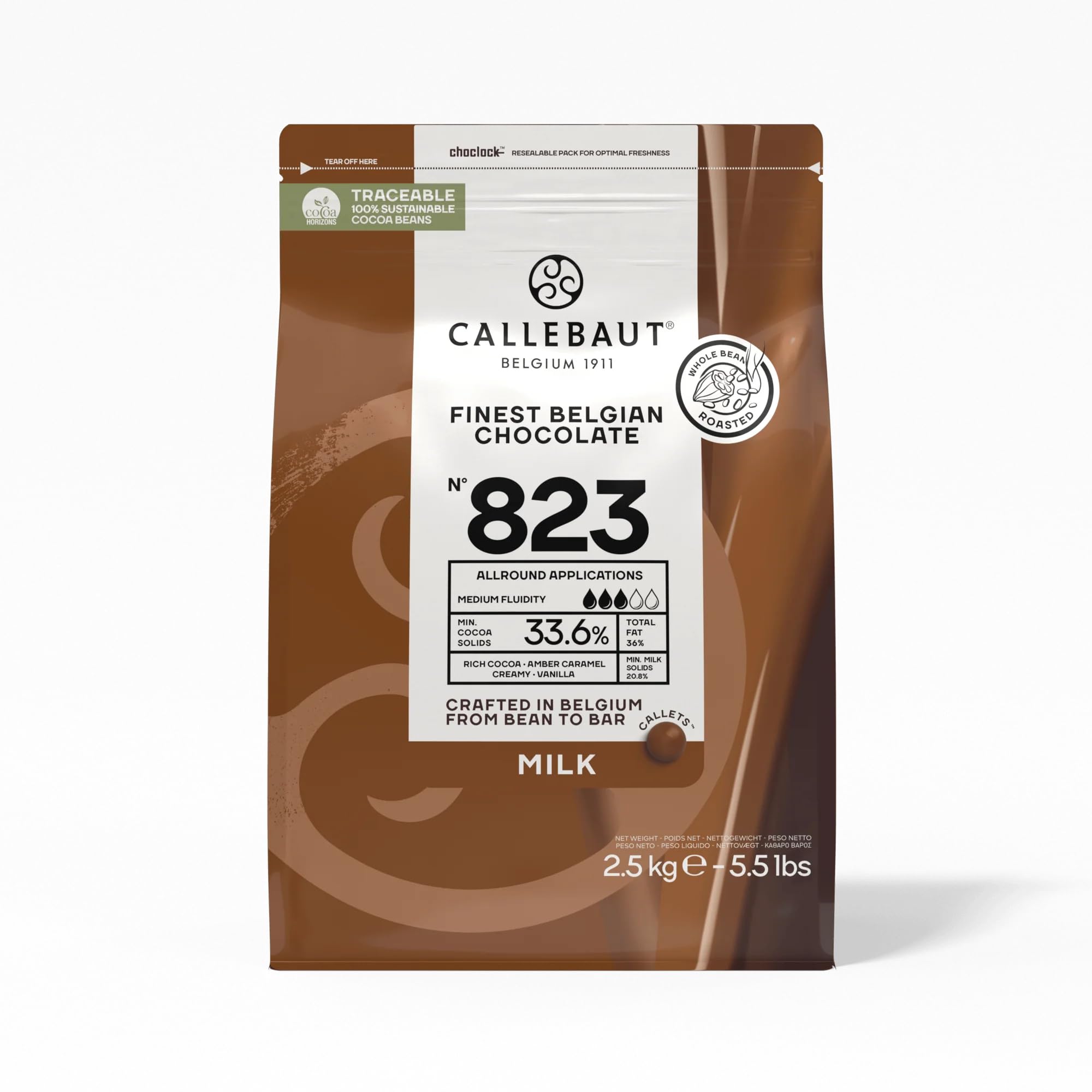 Callebaut Chocolate Milk 33.6 Percent Easi-Melt Buttons Callets 2.5 Kg