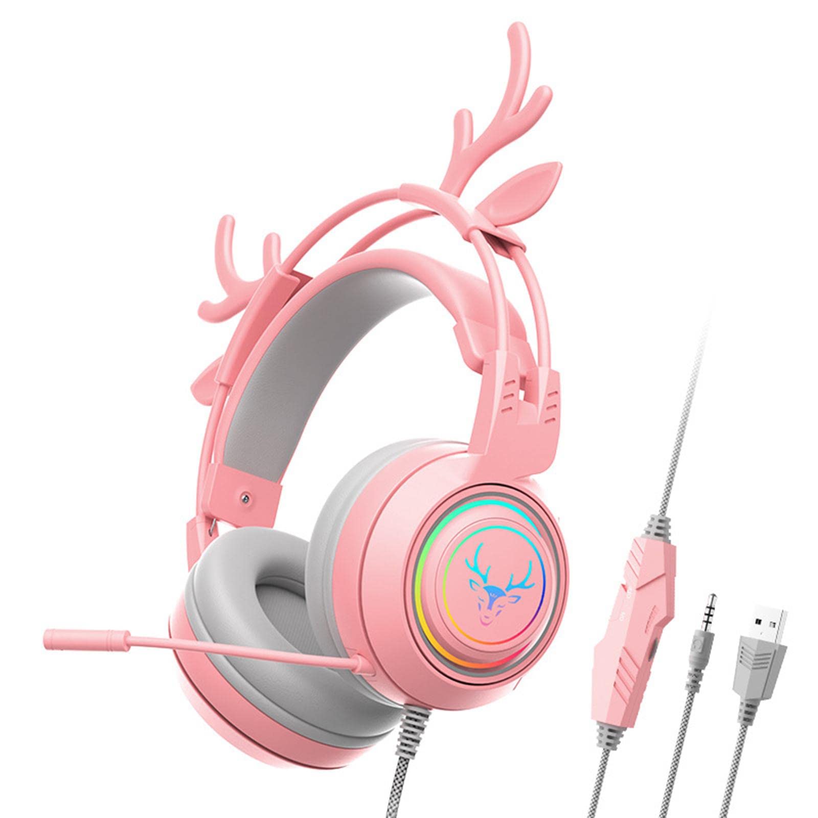 CALANDIS™ Wired Gaming Headset with Microphone 3.5mm USB Lightweight for Tablet Laptop Pink | Headsets | Video Game Accessories-image-43