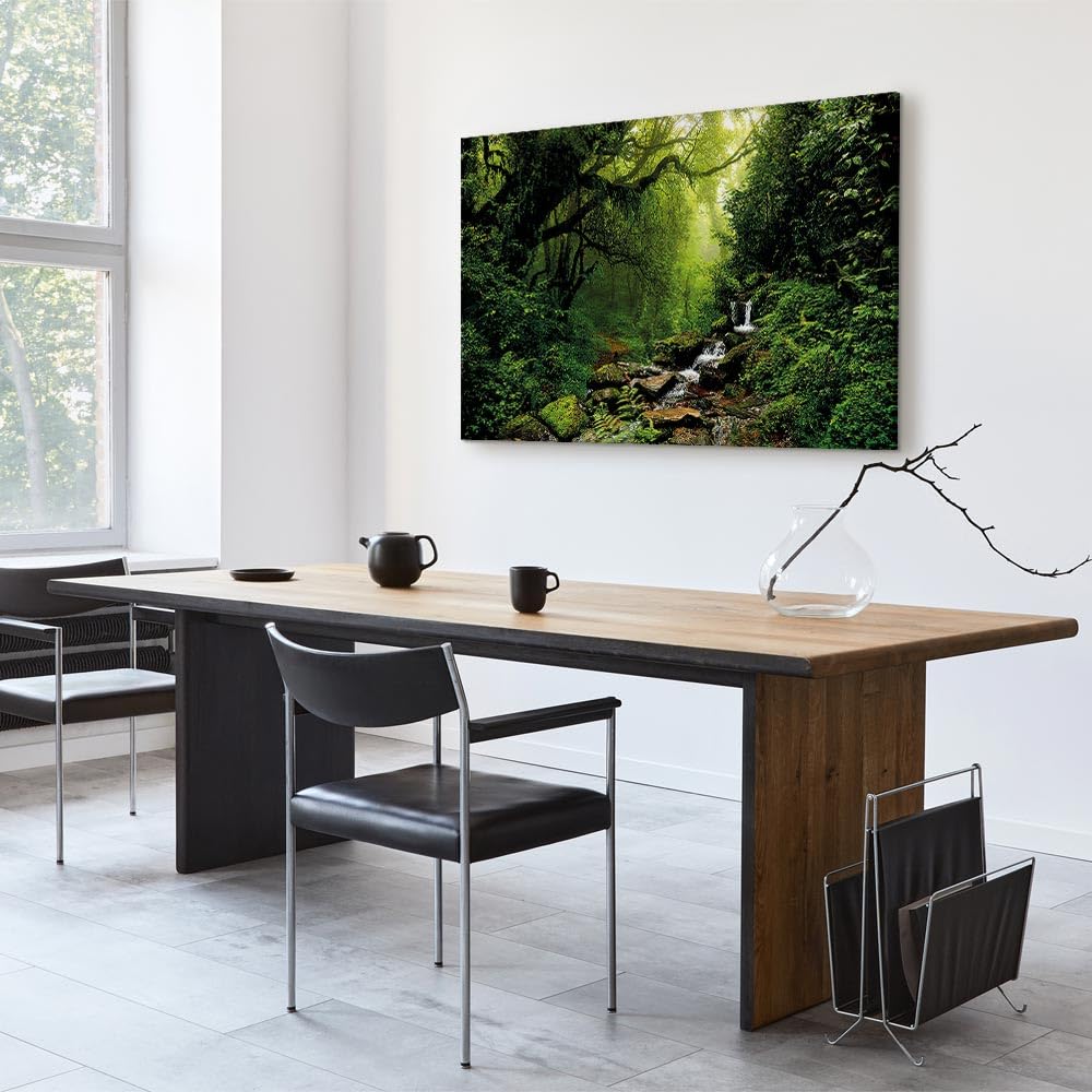 B&D XXL - Leinwandbild Wald Bach 120x80, 120x80 cm, 1-teilig, Schlafzimmer