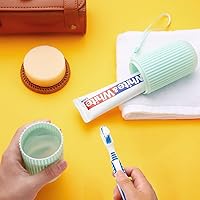 Vista 4 de Anbbas Cepillo de limpieza dental con cabezal de doble cerda, 2 piezas, con portavasos, limpie correctamente el aparato oral