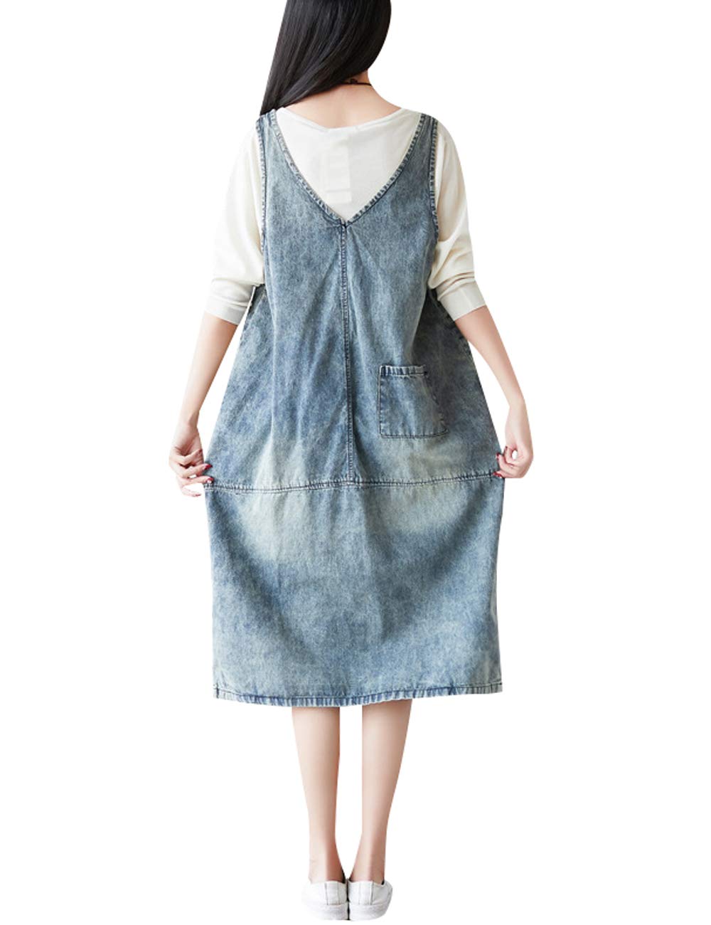 Femmes Sangle réglable Denim Jupes Jarretelles Robe sans Manches