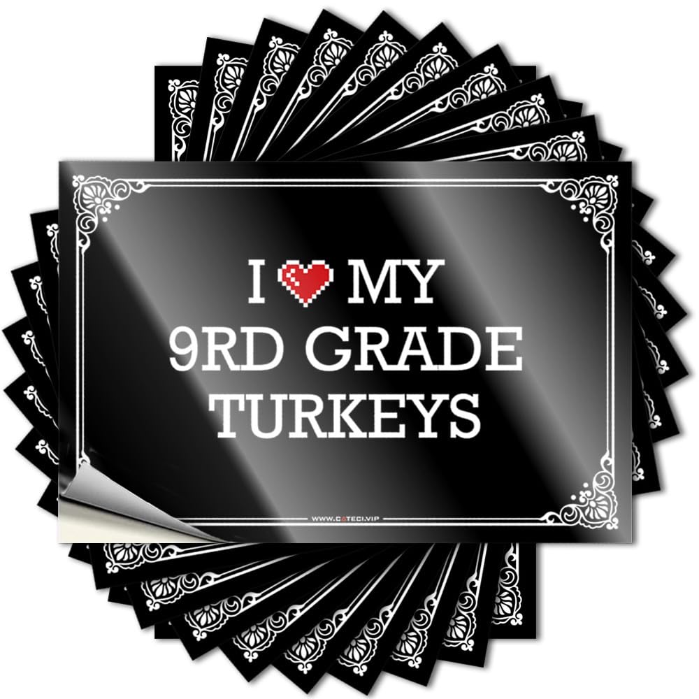 I Love My 9rd Grade Turkeys Sticker Sweet Self Adhesive | Coastal Laptop Vinyl Sticker Pack for Thankful(12X18CM)