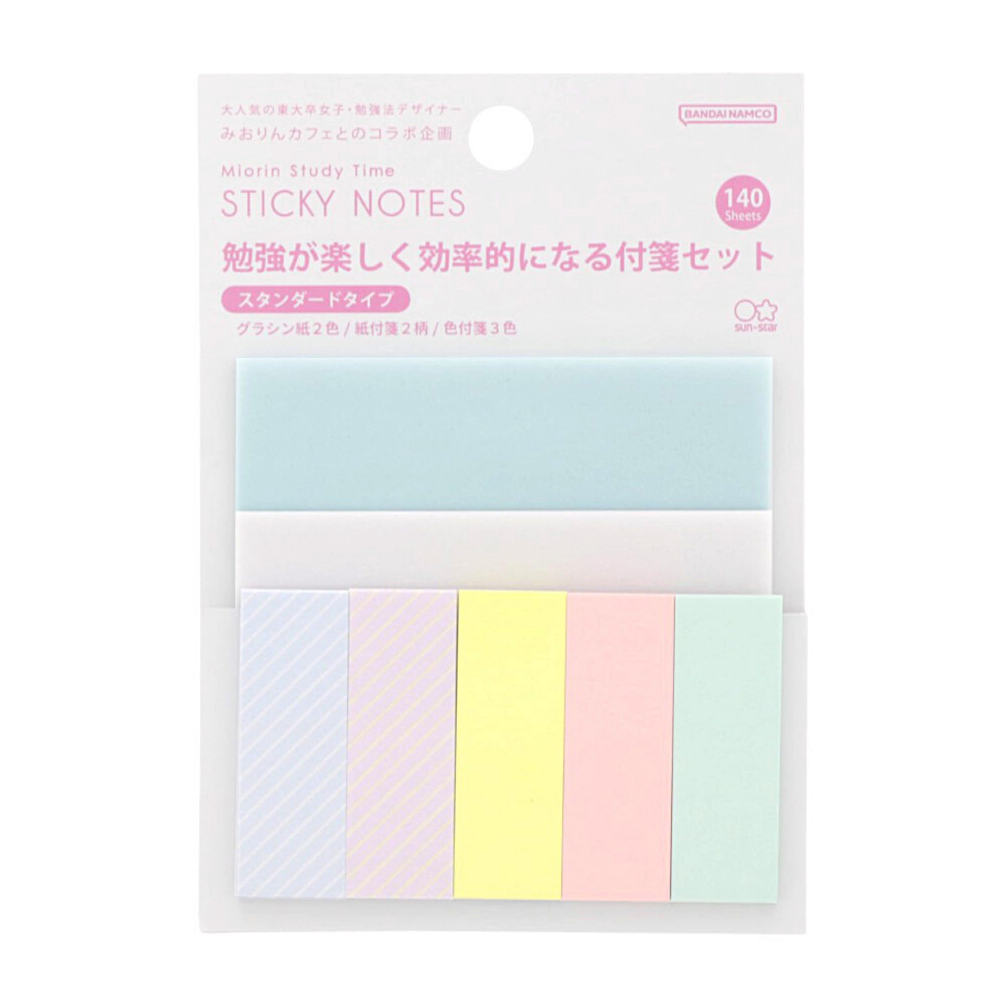 SUN-STAR140 Piece Sticky Notes 7 Designs Included for Studying Plannning Index Tabs, W3.15 x H4.45 x D0.31inch (8 x 11.3 x 0.8cm), Standard A Set