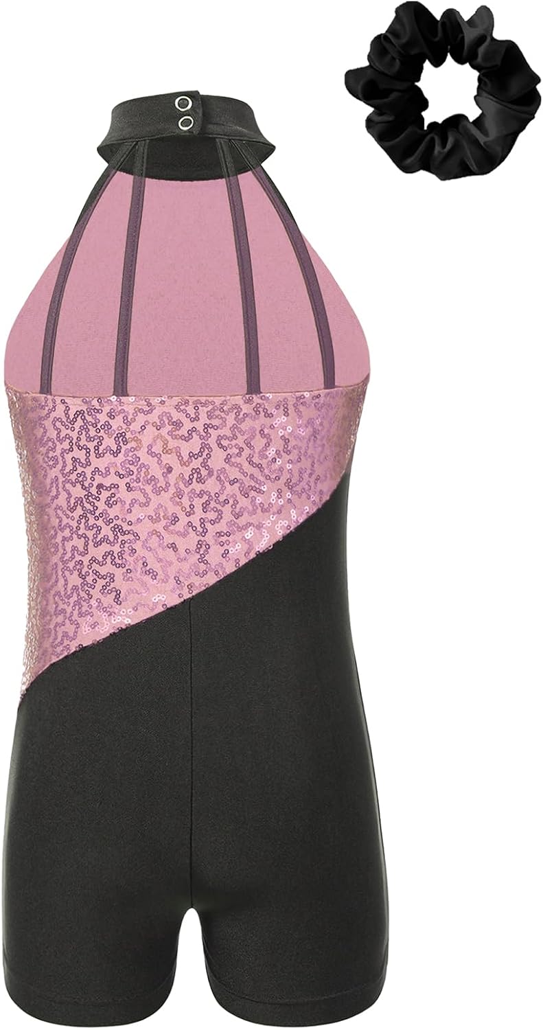 Linjinx Kids Girls Sequins Sleeveless Gymnastic Leotard Jumpsuit One Piece Romper Ballet Unitards Dancewear