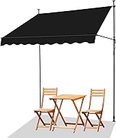 VINGLI Retractable Patio Awning 78x118 Manual Adjustable UV50+ Door Canopy Black 59in Roll Out