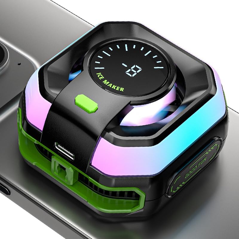 Image of EDNITA Phone Cooler Instant Frost Mobile Cooler with AI Cooling Mode, Real-Time Temperature Display, 1 Button Control, RGB Lighting, Magnetic /Clip Mount /Metal Plate, Ultra-Quiet Fan for Phone /Tablet