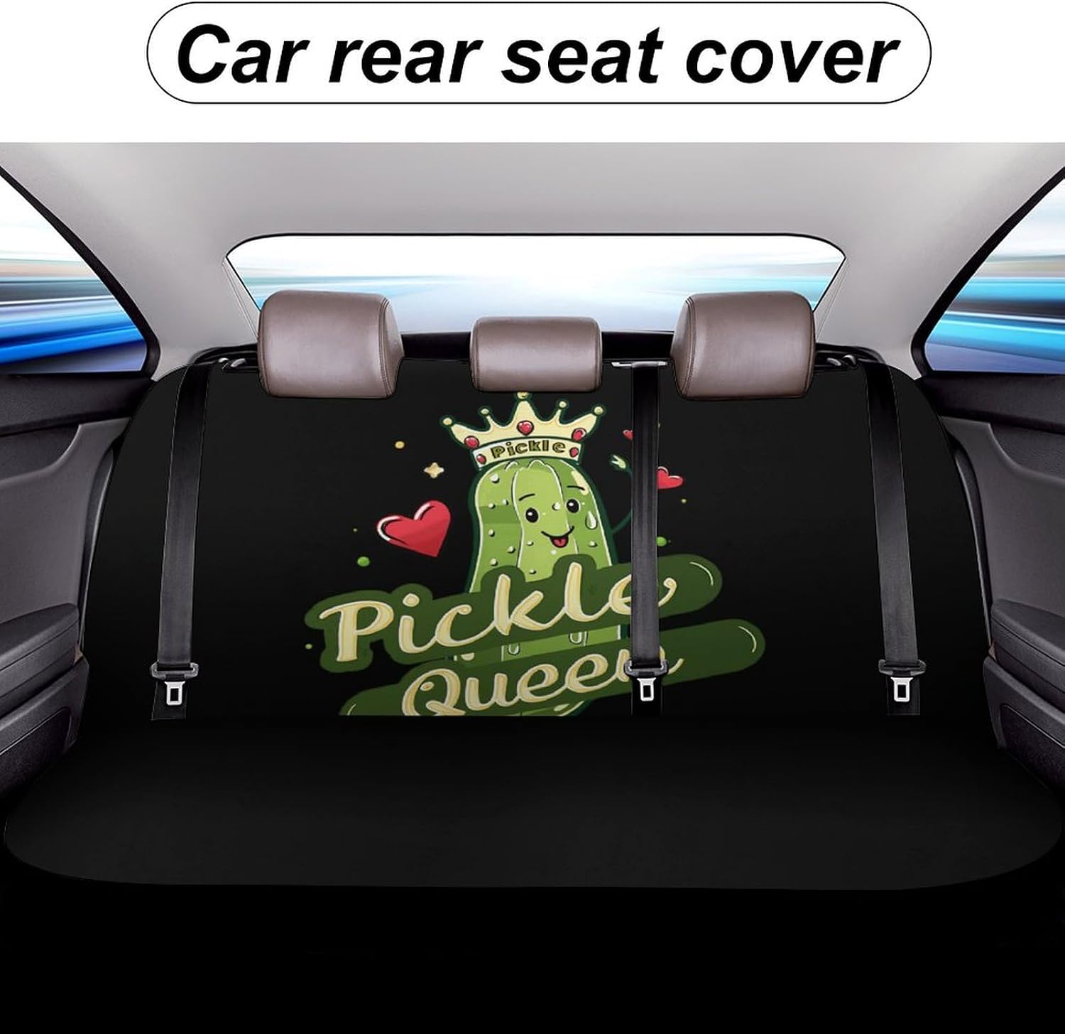 Pickle Queen Funny Cucumber Vegetable Car Seat Cover Print Rear Bench Seat Cover Car Seat Protector Car Interior Accessories for Women Men