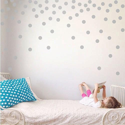 Adhesivos decorativos de vinilo para pared, diseño de círculos de lunares, fácil de despegar y pegar, adhesivos decorativos extraíbles para