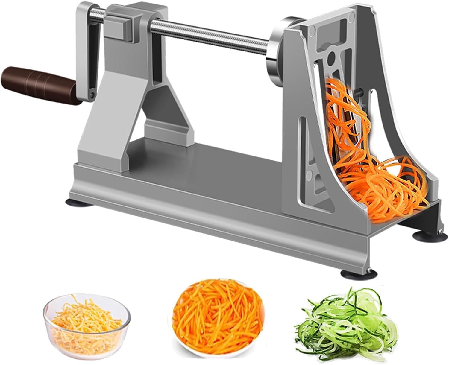 Rallador giratorio con 3 cuchillas, cortador de verduras de acero inoxidable para patatas, pepinos, zanahorias y más