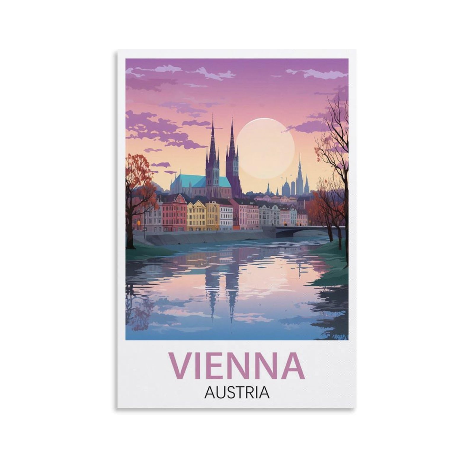 Vienna Austria Travel Vintage Travel Poster Lake 08x12inch(20x30cm) Print Poster Home Bathroom Bedroom Office Living Room Decor Canvas Poster