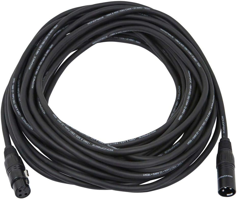 Monoprice AES/EBU Cable - 15 Meter - Black, 22AWG, Twisted Conductors With Copper Braid and Aluminum Foil Shielding