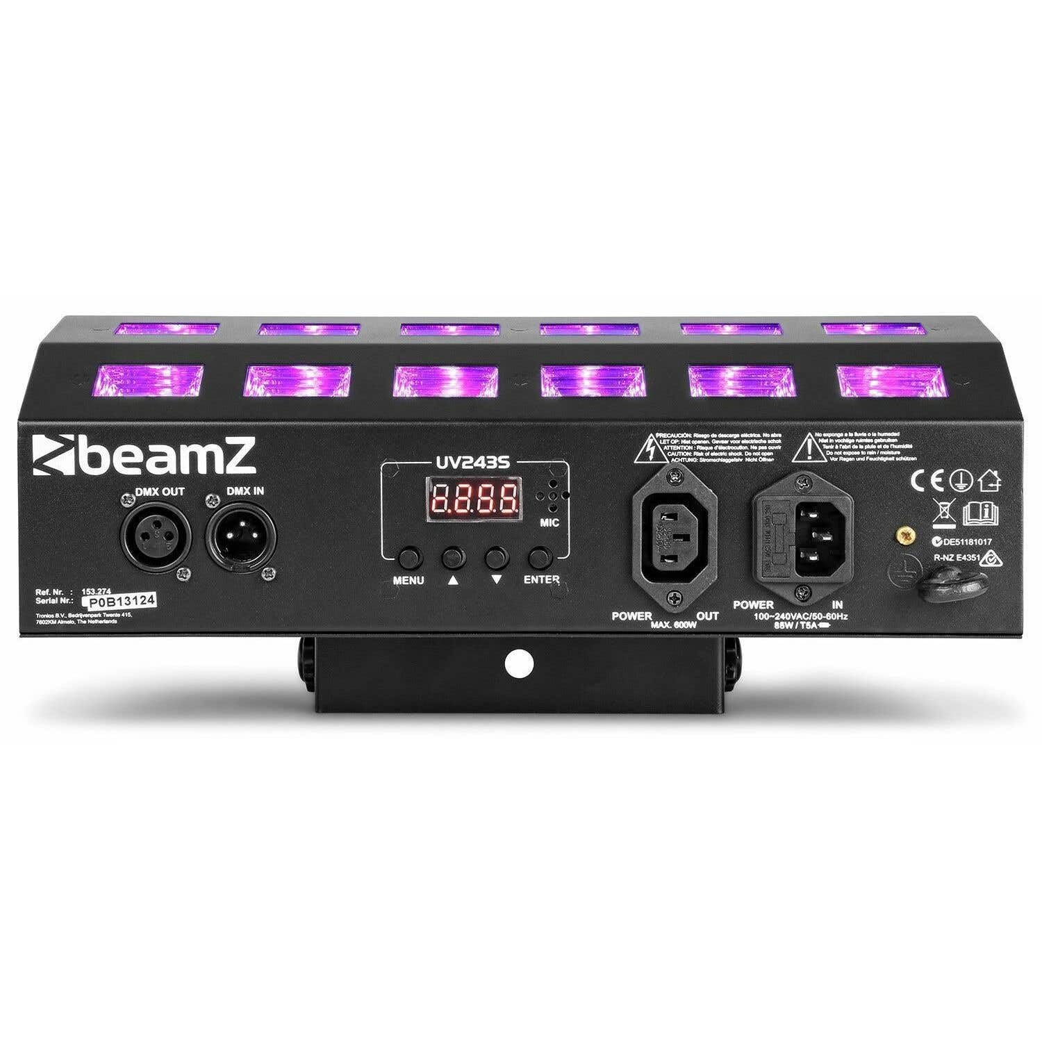 BeamZ BUV463 Lámpara UV LED De 24x3W: Blacklight Con DMX, Estrobo Y Control Por Sonido Para Fiestas Neon