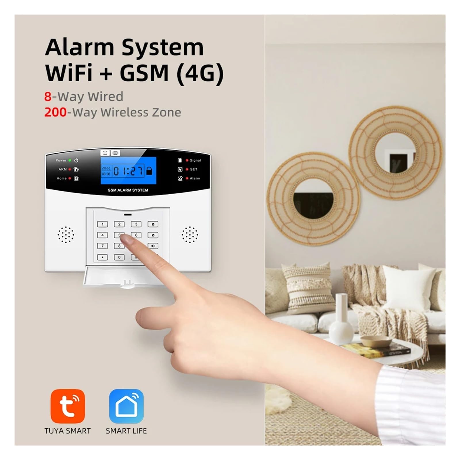 Systemy BezpieczeńStwa W Domu System Alarmowy Bezpieczeństwo Bezprzewodowy Domowy WIFI GSM System Alarmowy Z Dużym Przyciskiem Rozbroić Ramię Karty RFID Pilot Aplikacji TUYA(H)