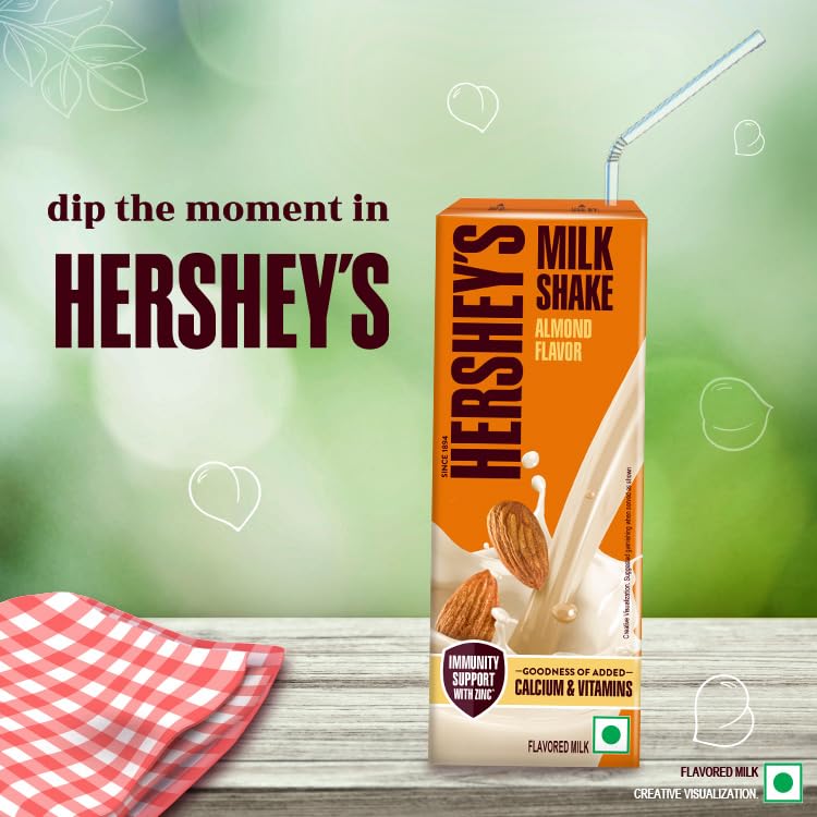Image of HERSHEY's Almond Flavored Milkshake | Enriched With Calcium | Pack Of 6 (6 X 180Ml), Vegetarian