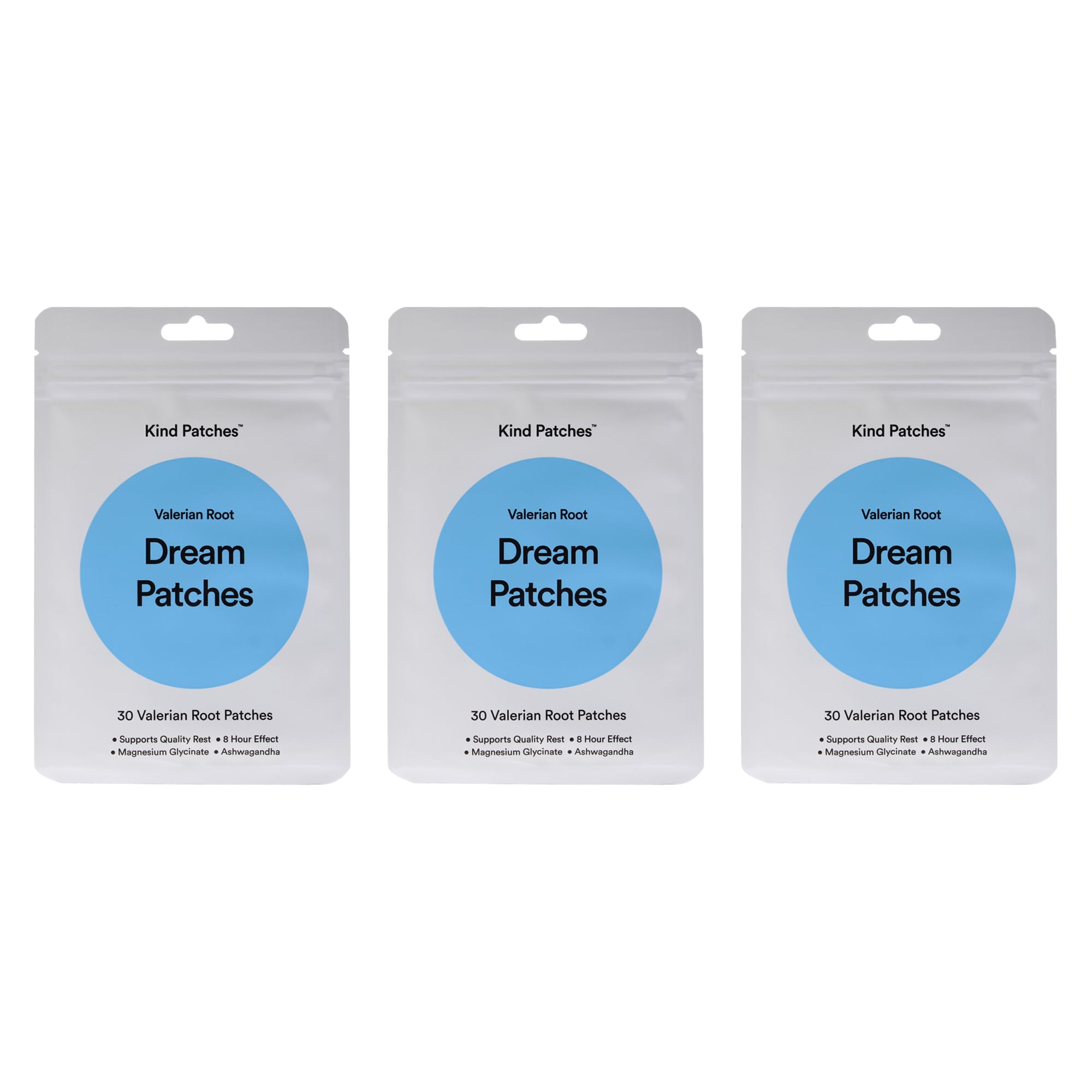 Kind Patches Valerian Root Dream Patches - Natural Sleep Aid with Ashwagandha and Magnesium - 3 Pack, 90 Patches
