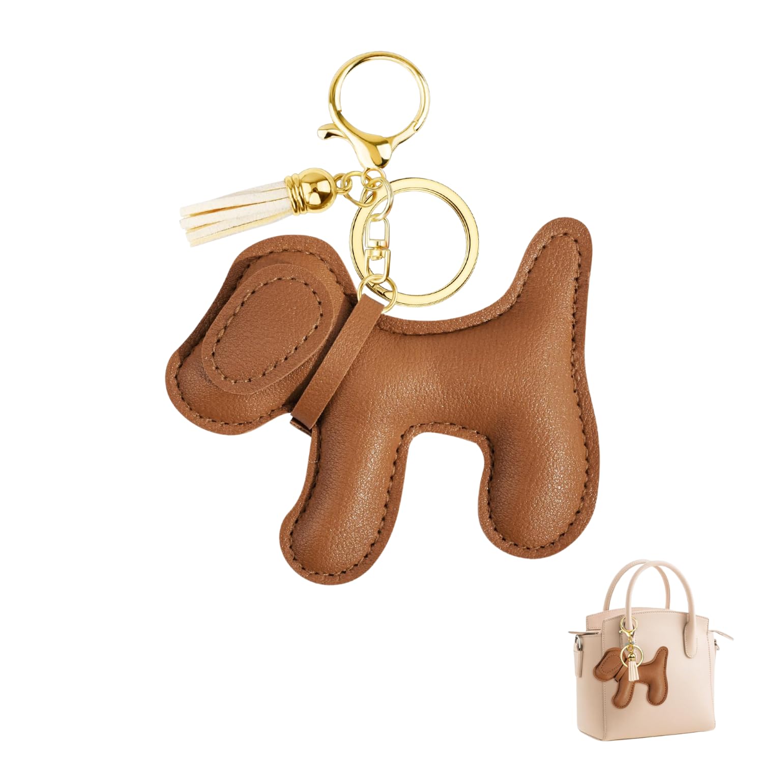 flavizo Dog Bag Charms for Handbags, Cute Brown Puppy Keychain for Handbags with Lobster Clasp, Aesthetic Key Ring for Women, Bag Accessories, Girls Gift-picture-52