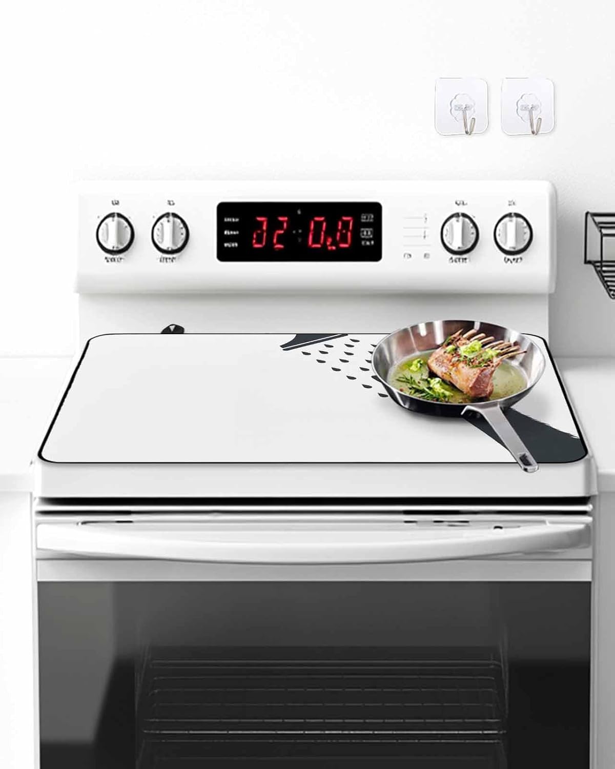 Funny Giraffe Stove Cover for Electric Stove, Giraffe Bathing Shower Animal Silhouette Stove Top Cover for Glass Top, Heat Insulation Rubber Mat Foldable Cooktop Top Protector, 31"x24"