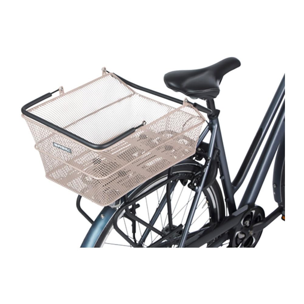 Basil Cento MIK kosz rowerowy – Nude Metallic, z tyłu, odporny na warunki atmosferyczne, w zestawie zamykany system MIK, nowoczesne wzornictwo, pojemność 22 l