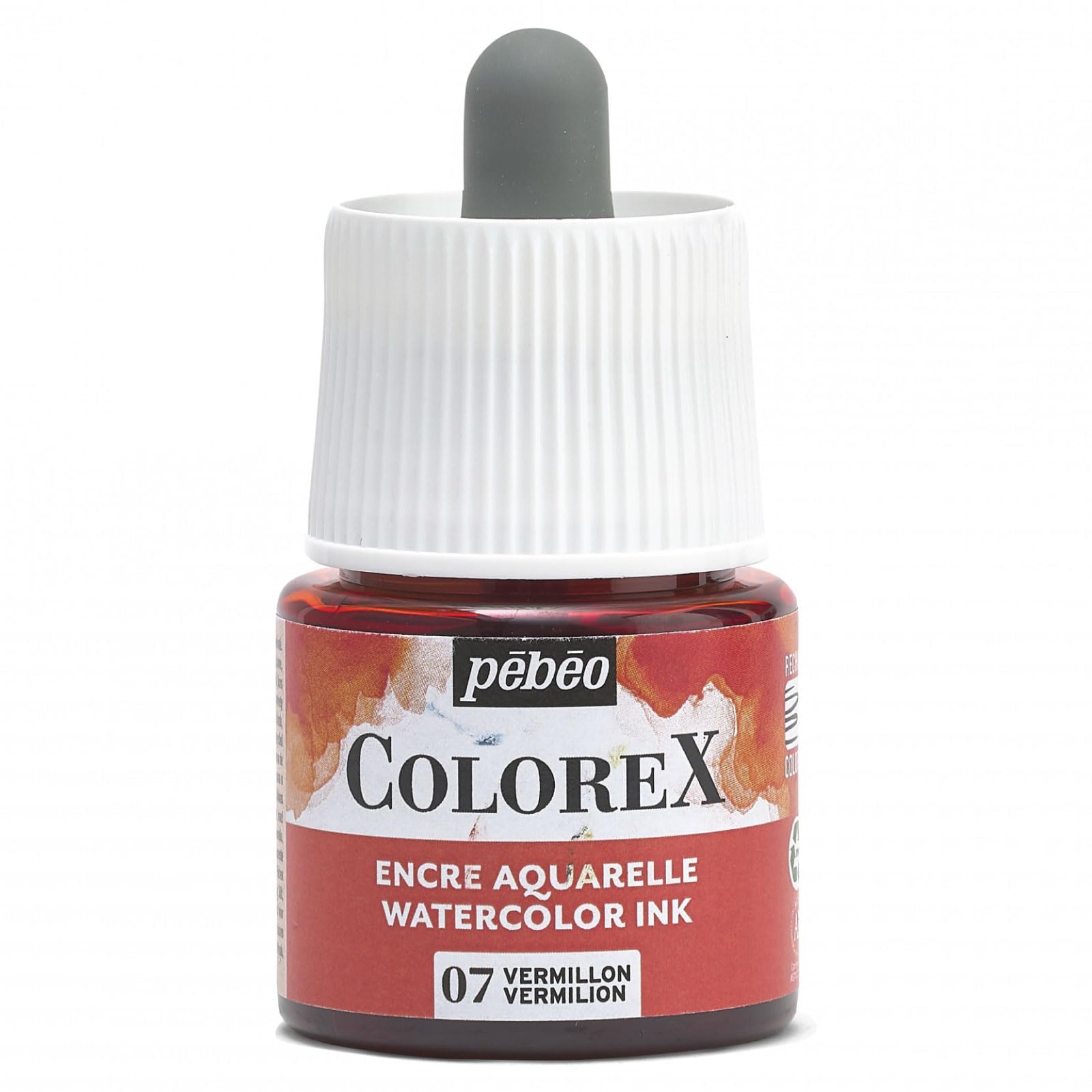 Pébéo - Colorex 45 ml Vermilion Ink – Colorex Watercolour Ink Pébéo – Velvety Finish Vermilion Ink – Multi-Tool Drawing Ink for All Media – 45 ml – Vermilion — image 1