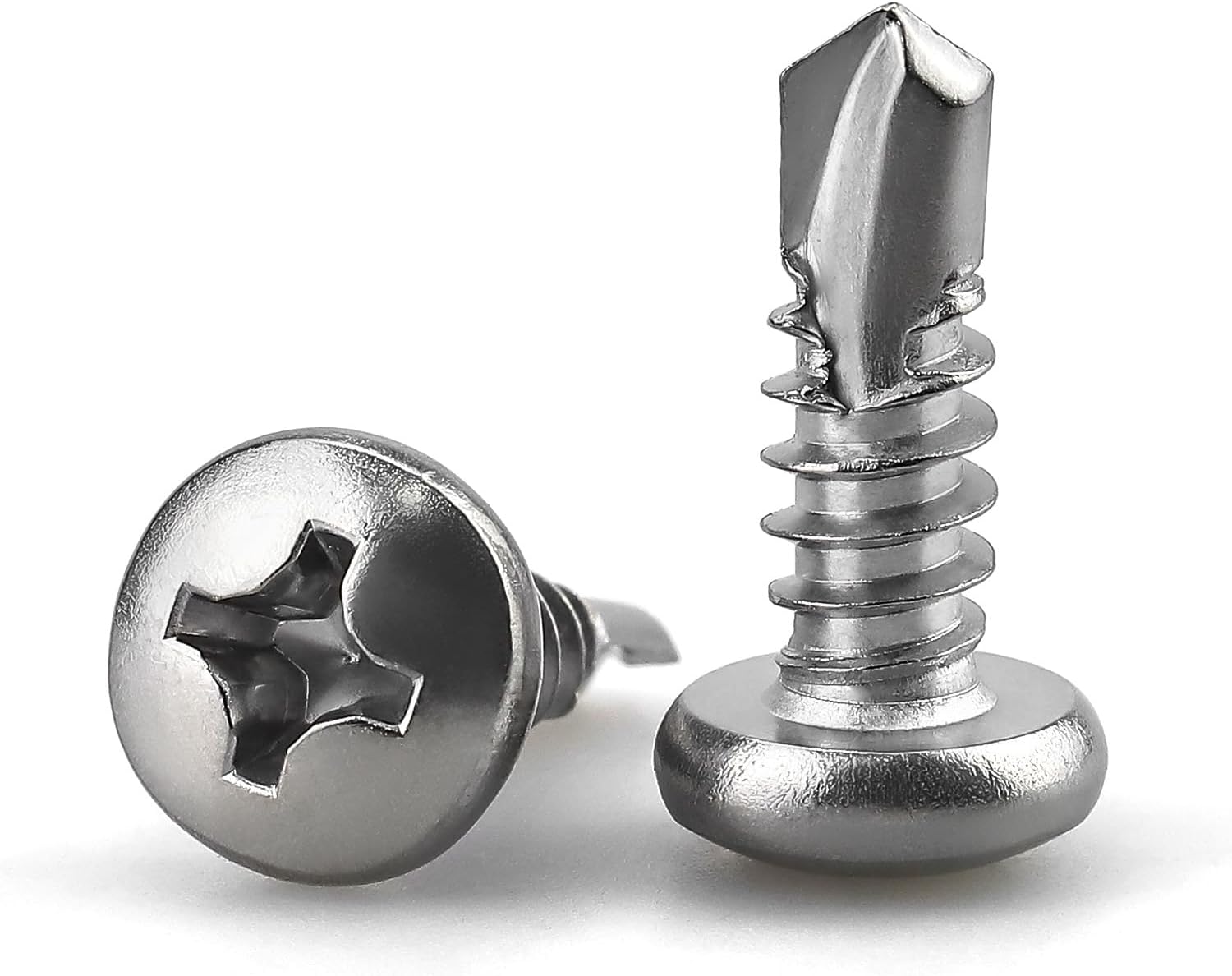 #6 x 1/2" Pan Head Self Drilling Screws, Phillips Drive, 410 Stainless Steel Sheet Metal Screws,Self Tapping, Dovetail, Pack of 100