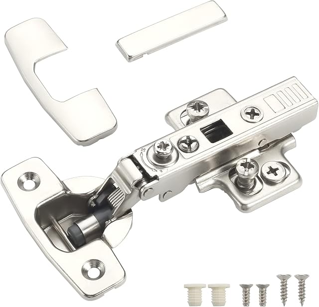 Furniware 10 pcs Soft Close Cabinet Hinge ,4D Adjustment(Depth, Side,Height and Closing Speed)Full Overlay Hinges Nickel Plated,Euro and Fixing Screws