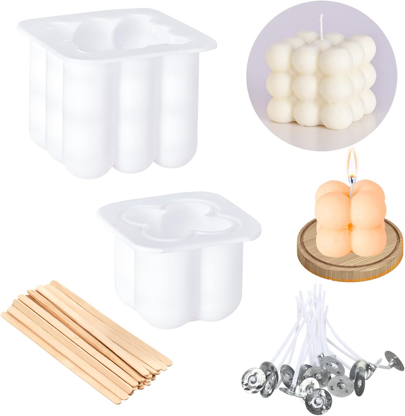 2 Pack of Candle Mold, Very Cute Silicone Mold with 20 Wicks Included for Candle Making, Soap Mold for Soap Making.