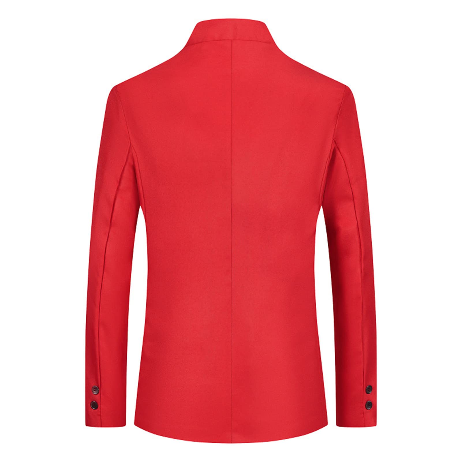Men's Casual Slim Fit Blazer 3 Buttons Stand Collar Business Sports Coats Lightweight Single Breasted Prom Jacket (Red,3X-Large)