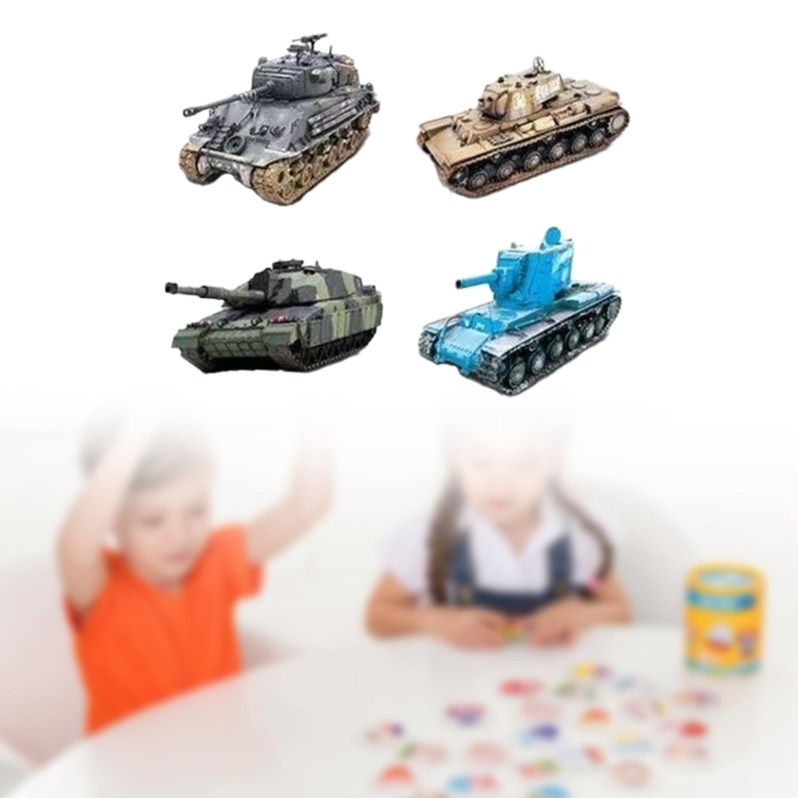 Milageto 4 Pezzi di Carri Armati da 4 Pezzi di Carri Armati 4D Collezione Modello di Giocattoli interattivi per Le Vacanze per Bambini Decorazioni per Bambini