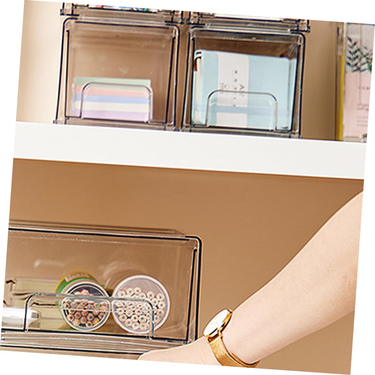 Ipetboom 2 Cajones Organizador De Maquillaje Sobre La Puerta Organizador De Baño Soporte Para Brochas De Maquillaje Con Tapa Contenedor De Maquillaje Estuche De Almacenamiento