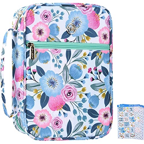 G-LEAF Bible Cover Case/Book Cover Bible Case for Women Girls Bible Cover Bags Floral Pattern With Handle Fits for Standard Size Bible 9.5x6.7x2.5 In