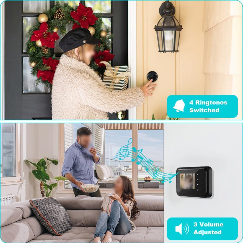 Spioncino digitale con schermo LCD da 2,4 pollici, grandangolo a 120°, telecamera spioncino Cat Eye, rilevamento notturno e movimento, per campanello elettronico intelligente per la