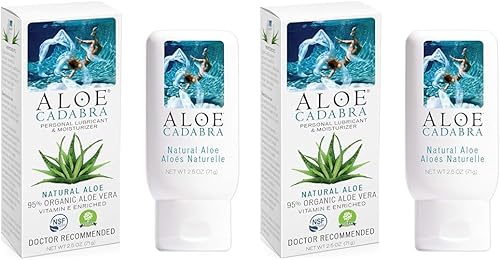 Aloe Cadabra Lubricante personal orgánico a base de agua e hidratante vaginal natural, natural de 2.5 onzas (paquete de 2)