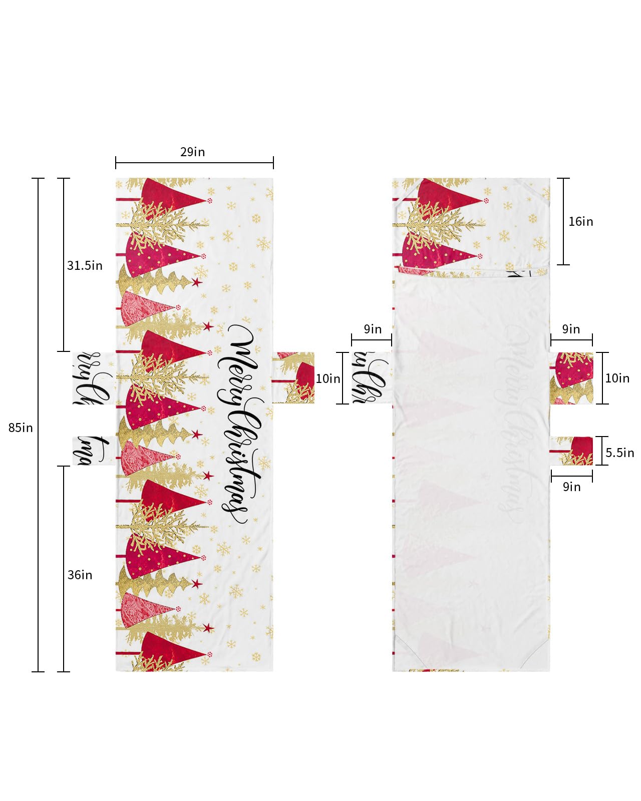 Red Yellow Christmas Tree Beach Lounge Chair Towel Cover, Soft Chaise Lounge Towel with Side Pockets Patio Pool Chairs Cover for Beach/Pool Sunbathing 29x85 Xmas Winter Snowflake