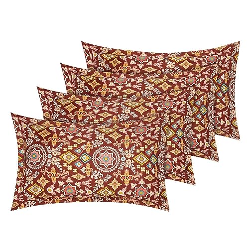 Image of Wakefit 100% Cotton Pillow Cover Set of 4 | 144 TC Soft & Breathable Pillow Cases | Standard Size 18 x 27 Inch | Skin Friendly, Durable Stitching & Gentle Machine Washable | Aloha Hibiscus
