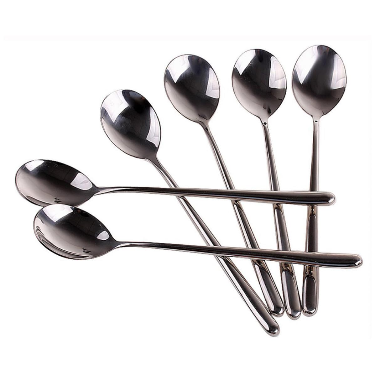 Cucharas de mango largo de acero inoxidable para arroz, sopa y servicios de catering