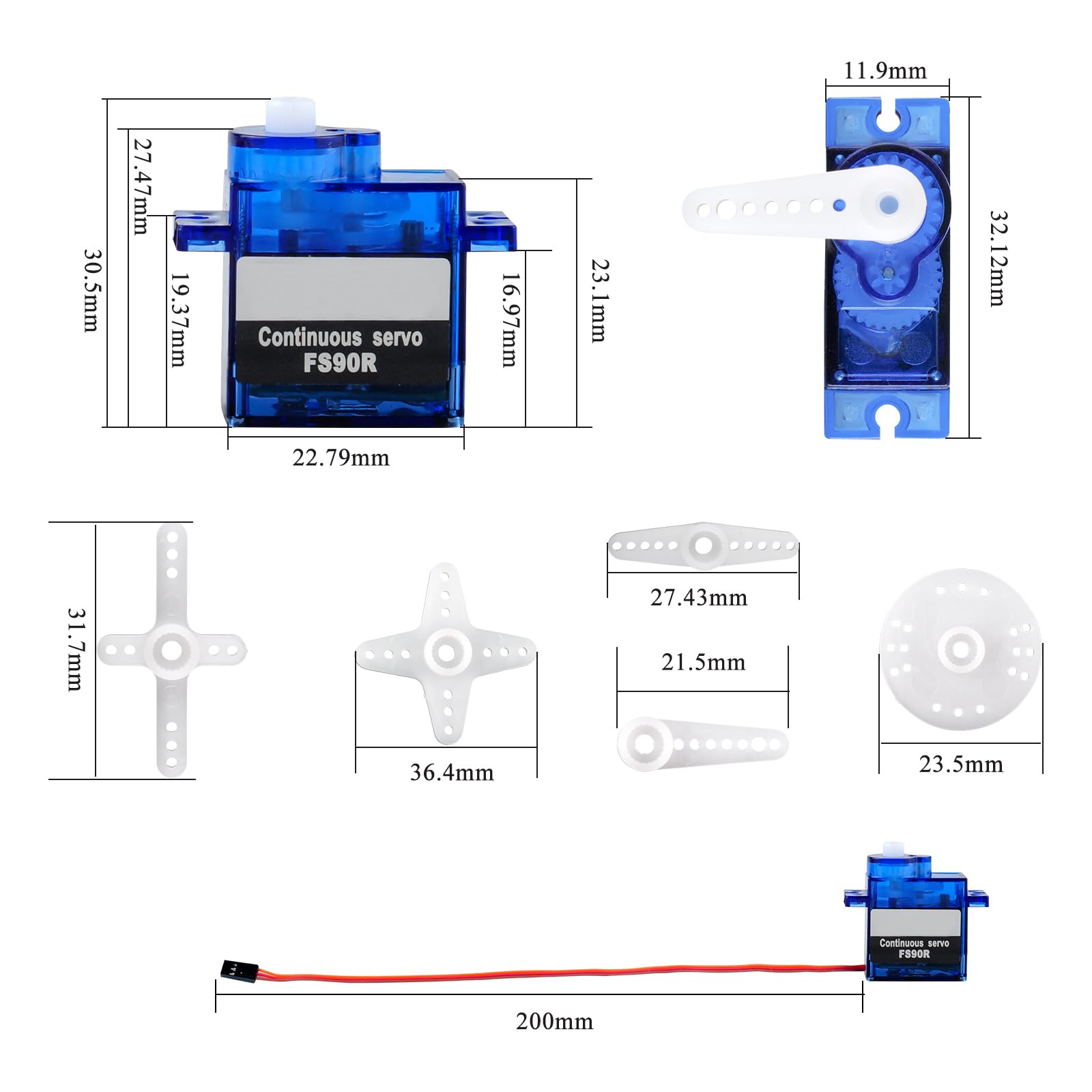Feetech FS90R - 10 microservomotores de rotación continua de 9 g, 360° 4.8-6 V para Arduino Robot RC Car Boat Airplane DIY
