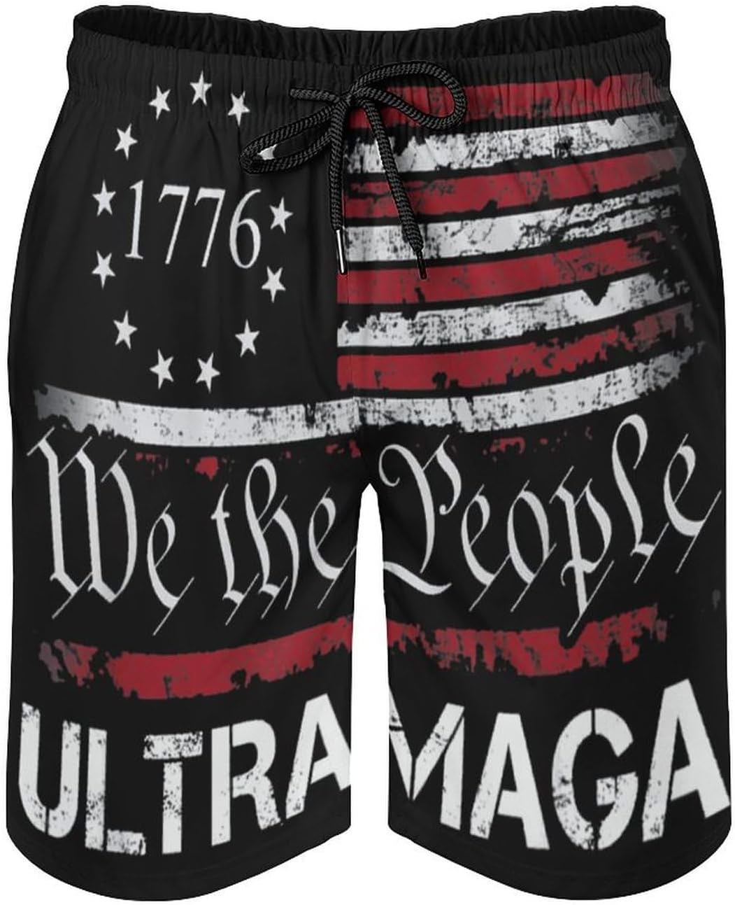 Trump Board Shorts Ultra MAGA - We The People Proud Republican USA Flag Swim Trunks Dress Loosely Beach Shorts L
