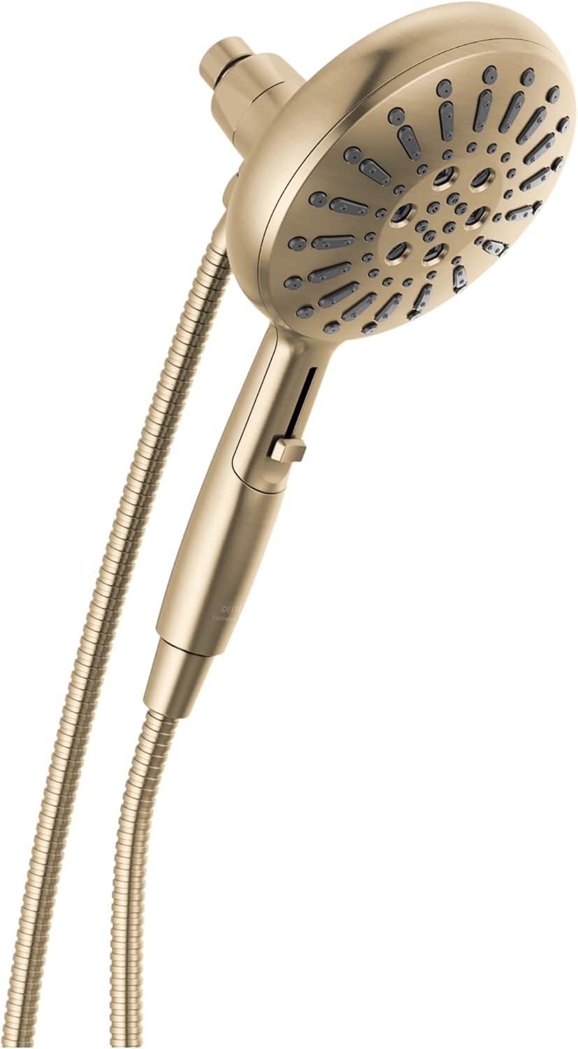 Delta Faucet 7-Spray SureDock Magnetic Shower Head with Handheld Spray, Gold Shower Head with Hose, Showerheads & Handheld Showers, Handheld Shower Heads, Lumicoat Champagne Bronze 59410-CZ-PR-PK
